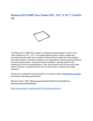 Rational 20.01.800P Door Gasket SCC, 18.5_ X 19.7_ _ PartsFe UK