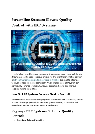 Streamline Success  Elevate Quality Control with ERP Systems