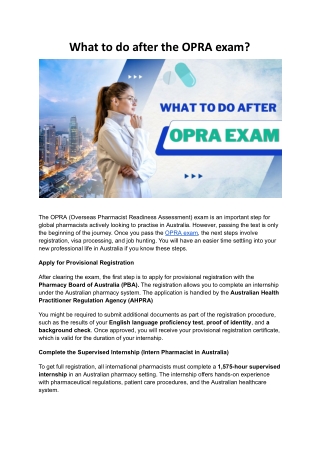 What to do after OPRA exam