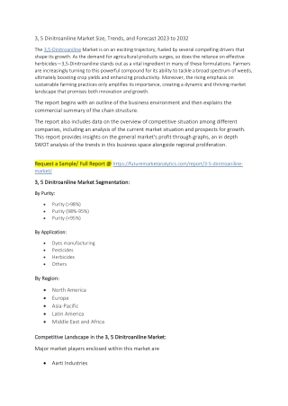 3, 5 Dinitroaniline Market Size, Trends, and Forecast 2023 to 2032