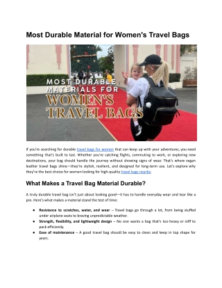 Most Durable Material for Women's Travel Bags