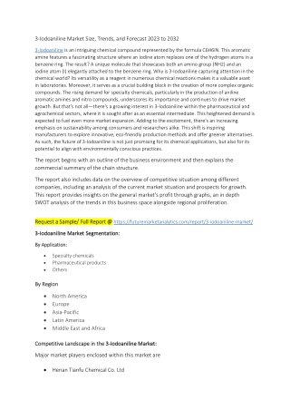 3-Iodoaniline Market Size, Trends, and Forecast 2023 to 2032