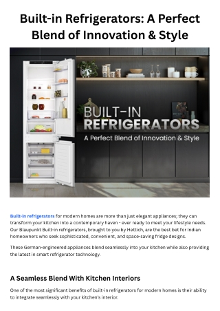 Best Built-in Refrigerators - Stylish, Premium & Space-Saving