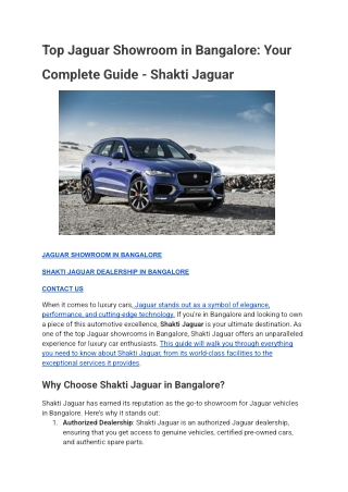 Top Jaguar Showroom in Bangalore_ Your Complete Guide - Shakti Jaguar