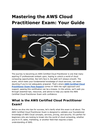 Mastering the AWS Cloud Practitioner Exam Your Guide