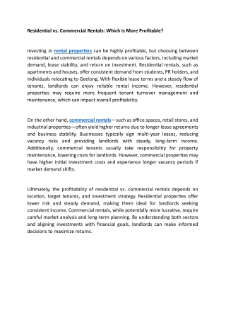 Residential vs Commercial Rentals Which is More Profitable
