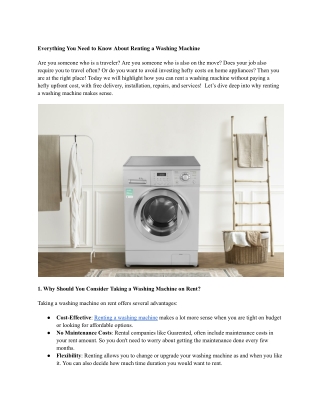 Everything You Need to Know About Renting a Washing Machine