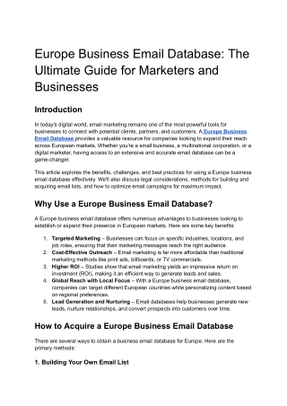 Europe Business Email Database: The Ultimate Guide for Marketers and Businesses