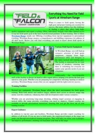 Everything You Need for Field Sports at Wrexham Range