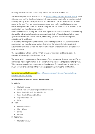 Building Vibration Isolation Market Size, Trends, and Forecast 2023 to 2032
