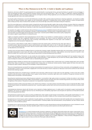 Where to Buy Ibutamoren in the UK - A Guide to Quality and Legitimacy
