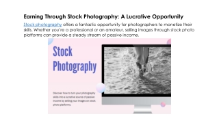 Earning Through Stock Photography