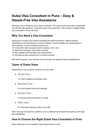 Professional Dubai Visa Agency in Pune