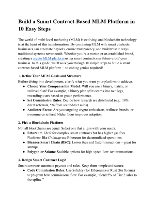 Build a Smart Contract-Based MLM Platform in 10 Easy Steps