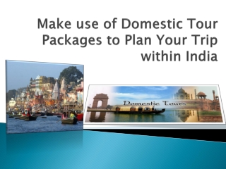 Make use of Domestic Tour Packages to Plan Your Trip within