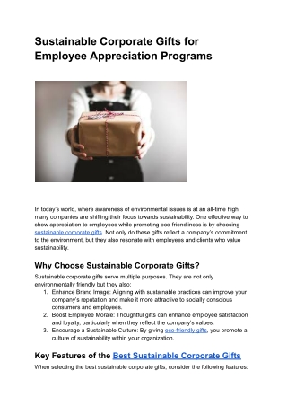 Sustainable Corporate Gifts for Employee Appreciation Programs
