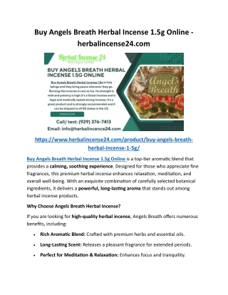 Buy Angels Breath Herbal Incense 1.5g Online - herbalincense24