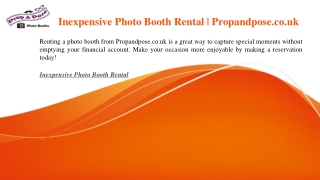 Inexpensive Photo Booth Rental | Propandpose.co.uk