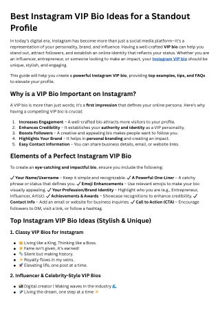 Instagram VIP Bio Ideas