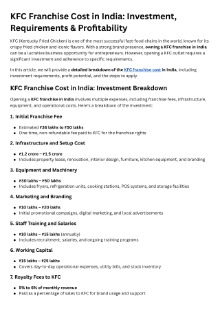 KFC Franchise Cost