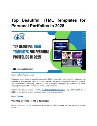 Top Beautiful HTML Templates for Personal Portfolios in 2025