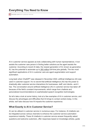 Role of AI in Customer Service