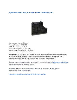Rational 40.02.684 Air Inlet Filter _ PartsFe UK