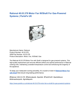 Rational 40.03.378 Motor Fan W_Shaft For Gas-Powered Systems _ PartsFe UK (1)