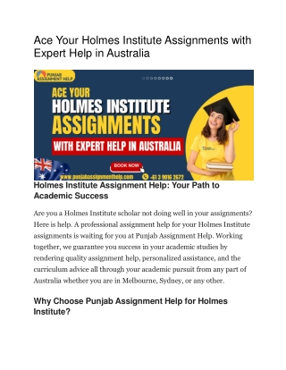Ace Your Holmes Institute Assignments with Expert Help in Australia