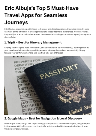 Eric Albuja’s Top 5 Must-Have Travel Apps for Seamless Journeys