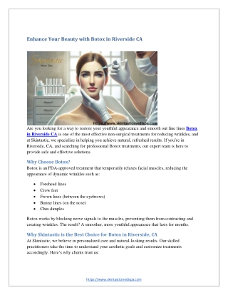 Enhance Your Beauty with Botox in Riverside CA