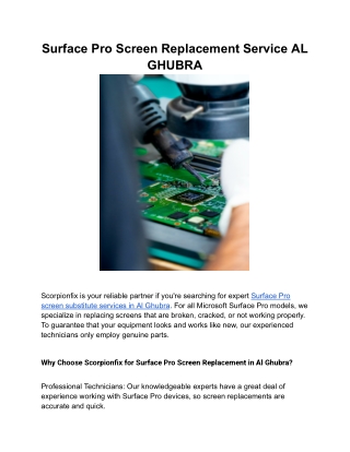 Surface Pro Screen Replacement Service AL GHUBRA