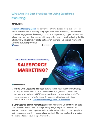 Best Salesforce Marketing Cloud Training  | Hyderabad