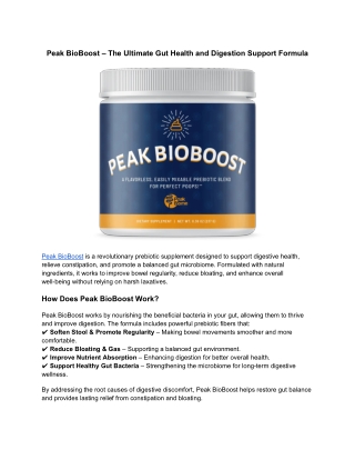 Peak BioBoost – The Ultimate Gut Health and Digestion Support Formula
