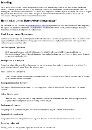 Hoe Herken Je een Betrouwbare Slotenmaker?