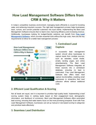 How Lead Management Software Differs from CRM & Why It Matters