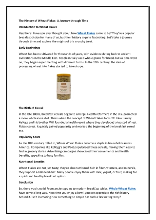 The History of Wheat Flakes: A Journey through Time