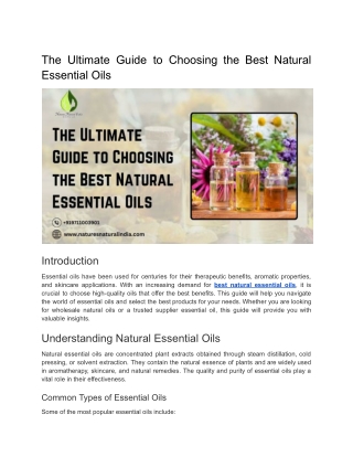 The Ultimate Guide to Choosing the Best Natural Essential Oils