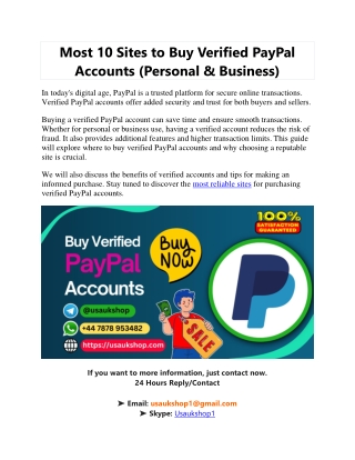 Most 10 Sites to Buy Verified PayPal Accounts (Personal & Business)