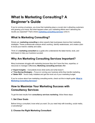 What Is Marketing Consulting? A Beginner’s Guide