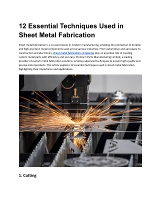 12 Essential Techniques Used in Sheet Metal Fabrication - Premium Parts