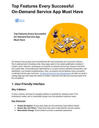 Top Features Every Successful On-Demand Service App Must Have