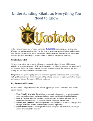 Understanding Kikototo