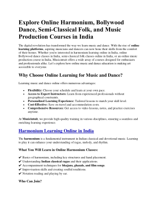 Master Music and Dance from Home - Musicintuit