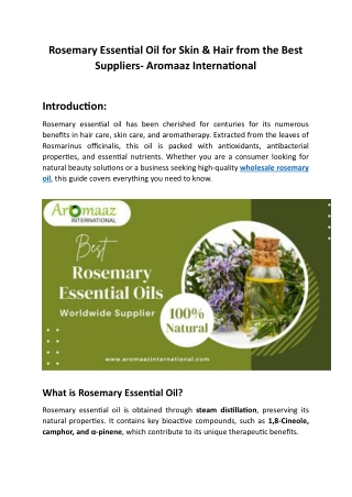 Rosemary Essential Oil for Skin & Hair from the Best Suppliers