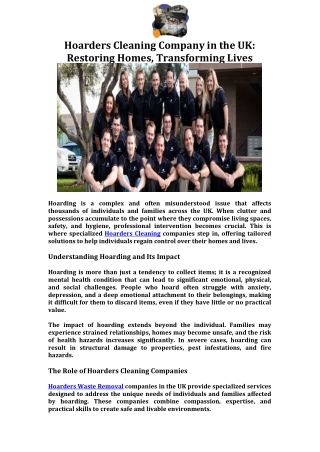 Hoarders Cleaning Company in the UK Restoring Homes, Transforming Lives