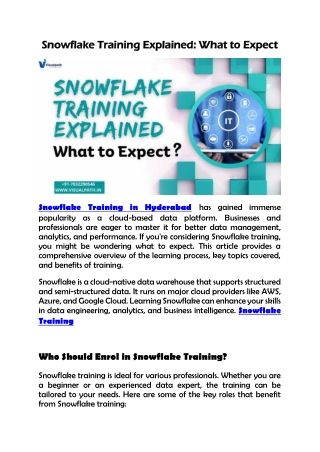 Best Snowflake Training in Hyderabad Snowflake Training