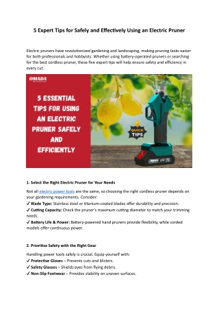 5 Expert Tips for Safely and Effectively Using an Electric Pruner