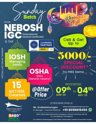 NEBOSH IGC COURSE RAMADAN OFFER IN CHENNAI