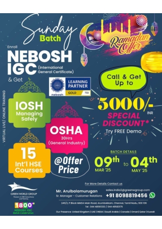 NEBOSH IGC COURSE RAMADAN OFFER IN CHENNAI